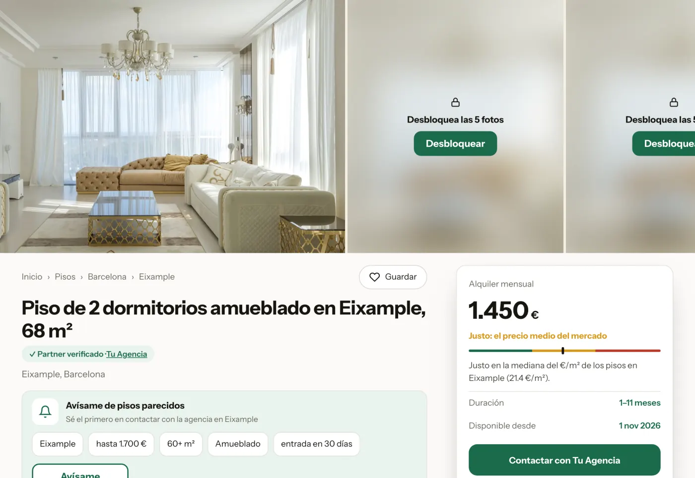 Página de anuncio con la insignia de partner verificado y el botón para contactar con tu agencia